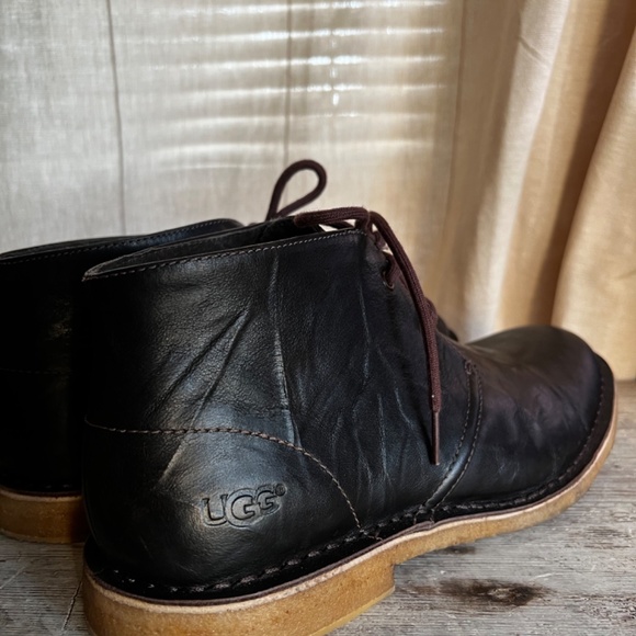 UGG Dark Brown Leather Leighton Chukka Boots main image 8